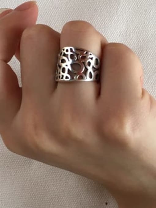 Boomer Cat 925 Sterling Silver Vintage  Eight Character Puzzle Band Ring 2