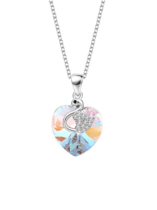 JYXZ 112 necklace (gradient white) 925 Sterling Silver Austrian Crystal Heart Classic Necklace
