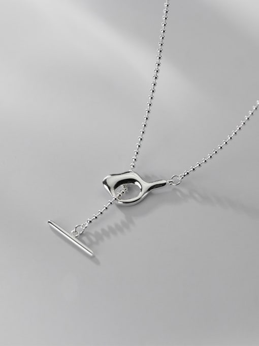 Rosh 925 Sterling Silver Geometric Minimalist Bead  Chain Necklace 1