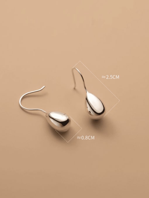 Rosh 925 Sterling Silver Water Drop Minimalist Hook Earring 2