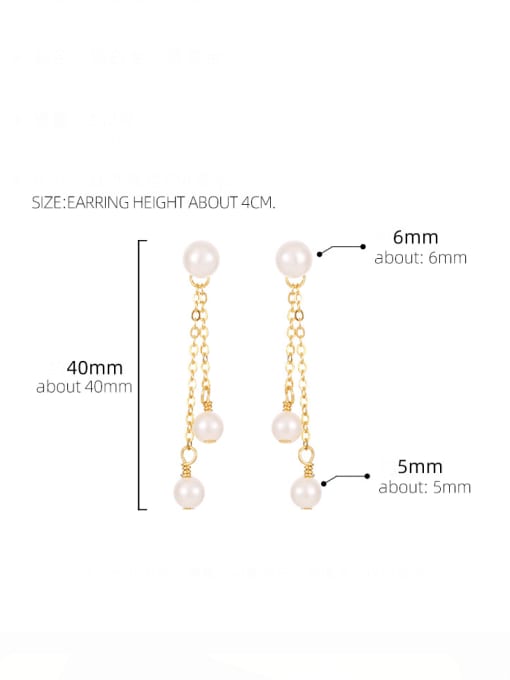 BeiFei Minimalism Silver 925 Sterling Silver Imitation Pearl Tassel Trend Drop Earring 2