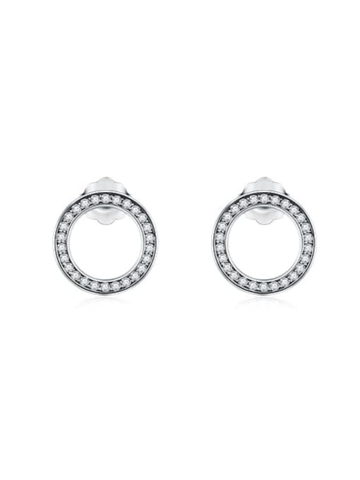 silver 925 Sterling Silver Cubic Zirconia Round Classic Stud Earring