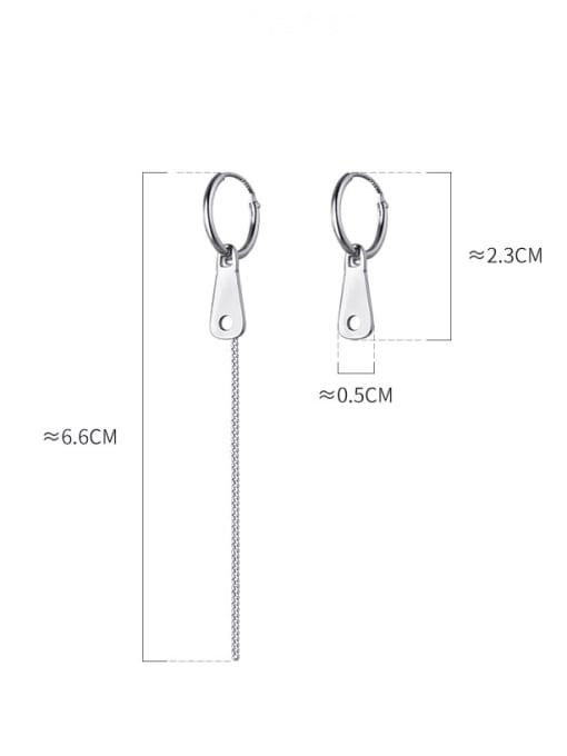 Rosh 925 Sterling Silver Asymmetry Tassel Minimalist Drop Earring 3