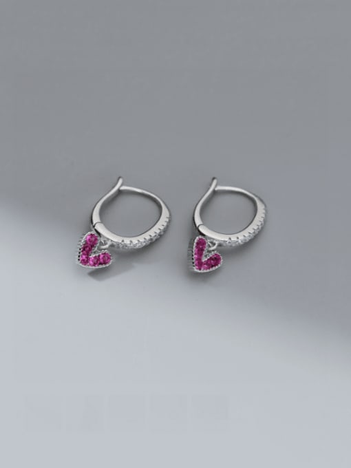 Rosh 925 Sterling Silver Cubic Zirconia Heart Dainty Huggie Earring 2