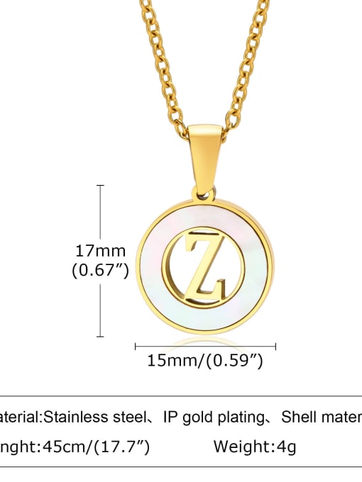 Z letter 45CM Stainless steel Shell Letter Minimalist Necklace