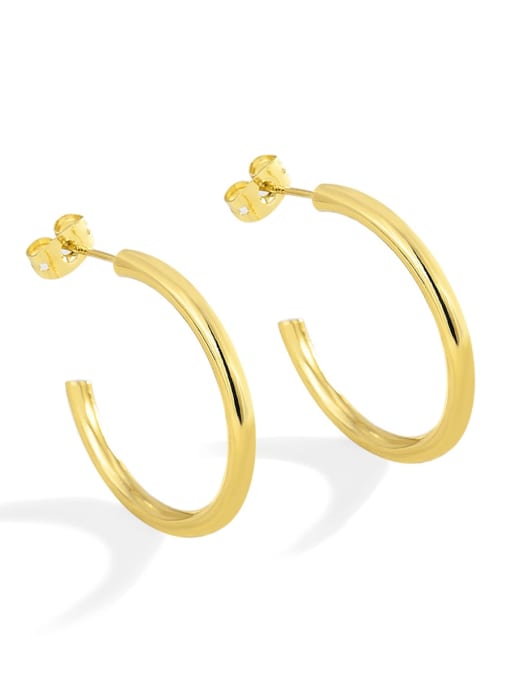 Gold plain Earrings Brass Geometric Minimalist Hoop Earring