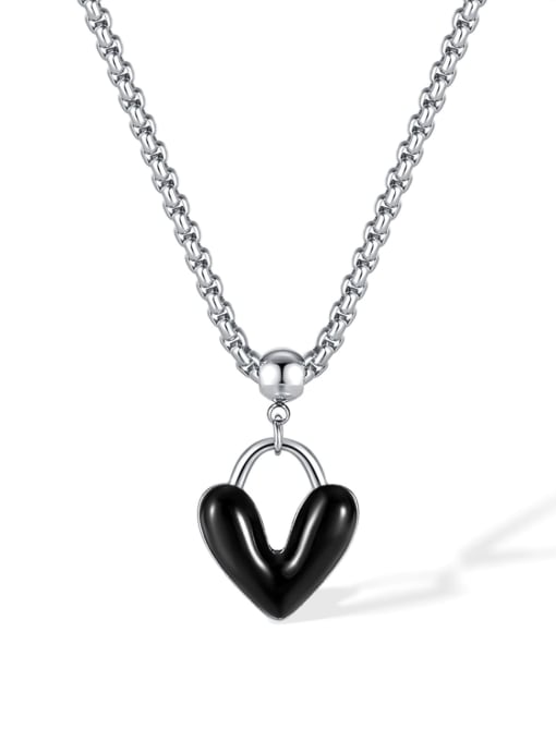 GX2411 Steel Necklace Alloy Pendant Stainless steel Enamel Heart Hip Hop Necklace