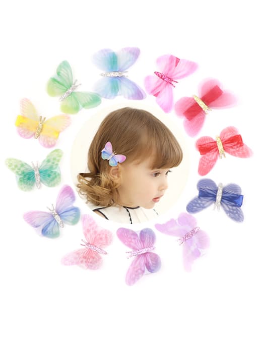 YOKI KIDS Alloy Fabric Cute Butterfly  Multi Color Hair Barrette