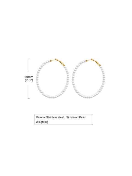 60mm diameter Stainless steel Imitation Pearl Geometric Minimalist Hoop Earring
