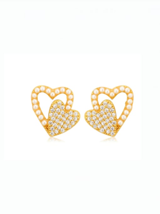Love Earrings Alloy Imitation Pearl Heart Dainty Stud Earring