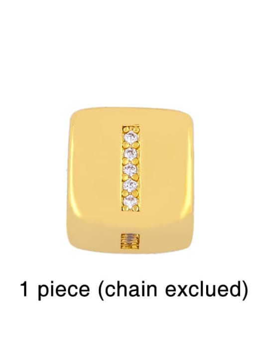 I Brass Cubic Zirconia square  Letter Minimalist Adjustable Bracelet