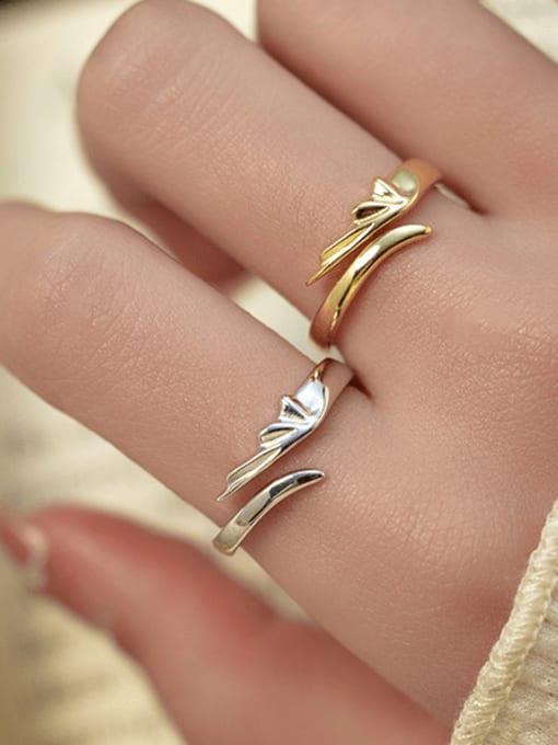 BeiFei Minimalism Silver 925 Sterling Silver Wing Trend Band Ring 1