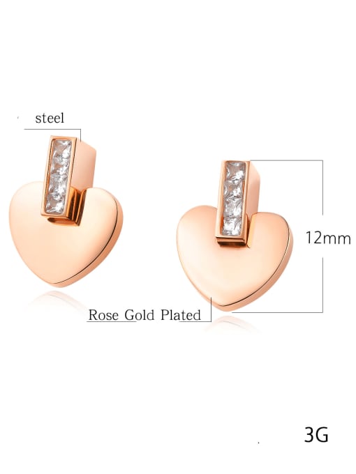 Open Sky Stainless steel Rhinestone Heart Minimalist Stud Earring 3