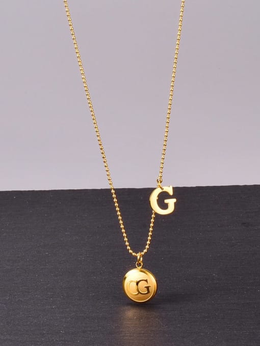 A TEEM Titanium Minimalist Letter B  Ball  Beaded chain Necklace 1