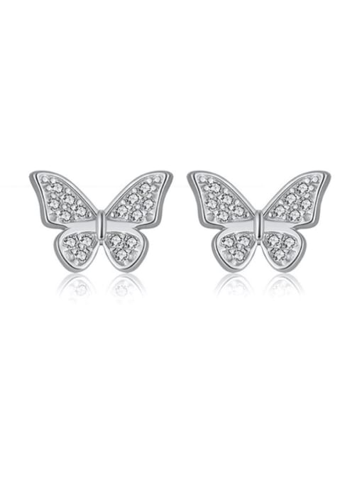 RINNTIN 925 Sterling Silver Cubic Zirconia Butterfly Minimalist Stud Earring 2
