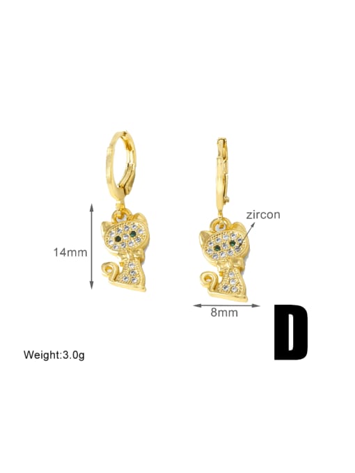 D Brass Cubic Zirconia Flower Minimalist Huggie Earring