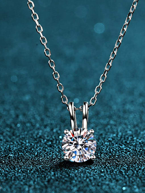 MOISS Sterling Silver Moissanite Square Dainty Necklace 0