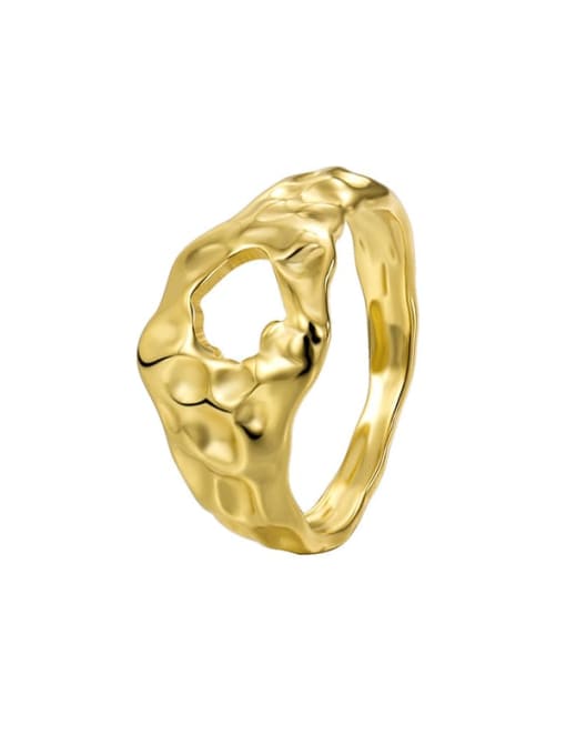 CHARME Brass Geometric Minimalist Recessed Texture Ring 2