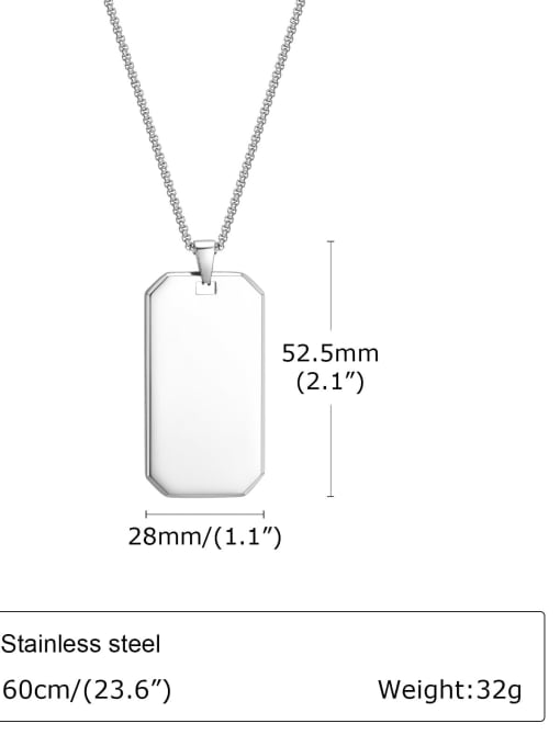 Steel pendant, without chain Stainless steel Rectangle Hip Hop Necklace