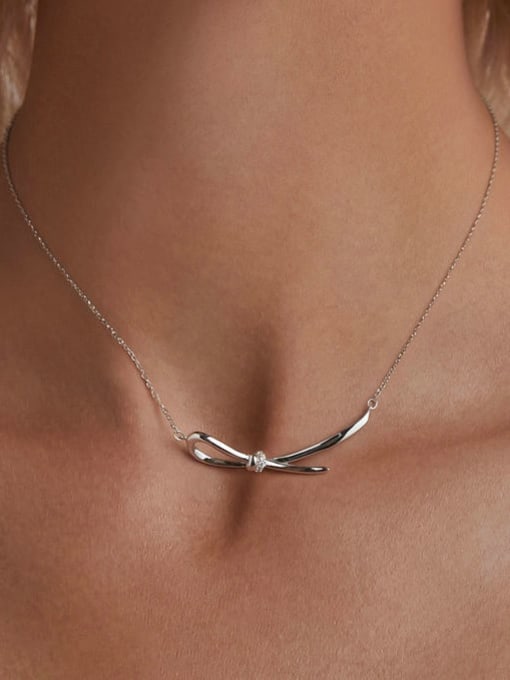 Jare 925 Sterling Silver Bowknot Minimalist Necklace 1