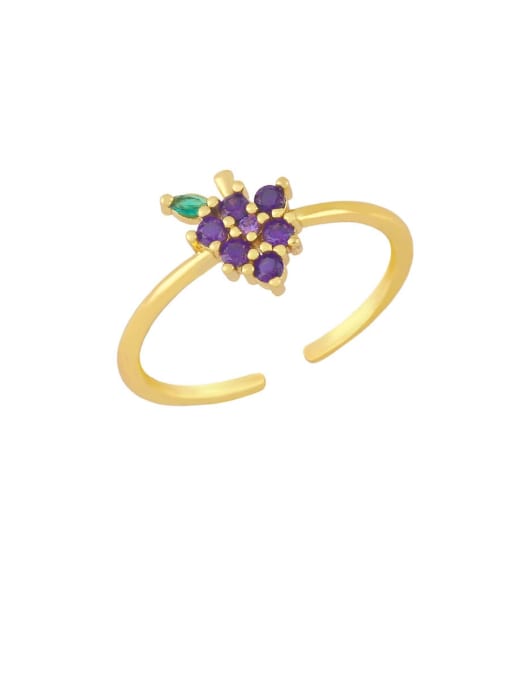 Grape Brass Cubic Zirconia Friut Minimalist Band Ring
