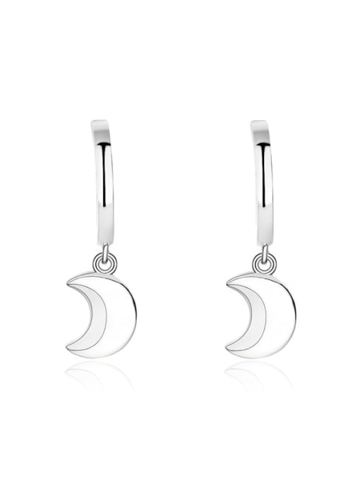 BC-Swarovski Elements 925 Sterling Silver Moon Minimalist Huggie Earring 4