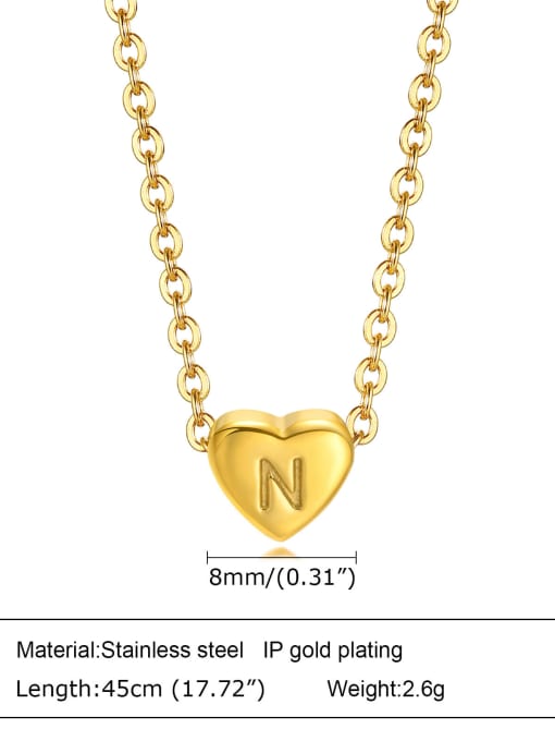 Letter N 40+ 5CM Stainless steel Heart Minimalist Necklace