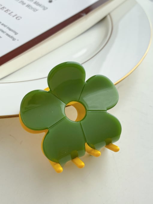 Yellow green splicing 5.5cm Cellulose Acetate Cute Flower Alloy Multi Color Jaw Hair Claw