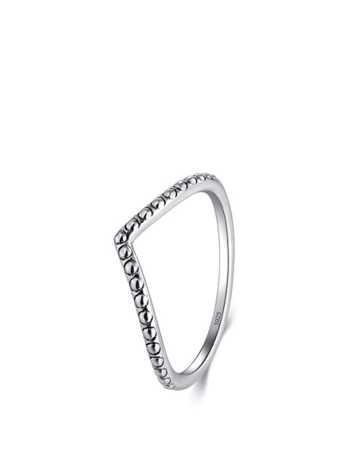 Nail style 925 Sterling Silver Geometric Vintage Band Ring