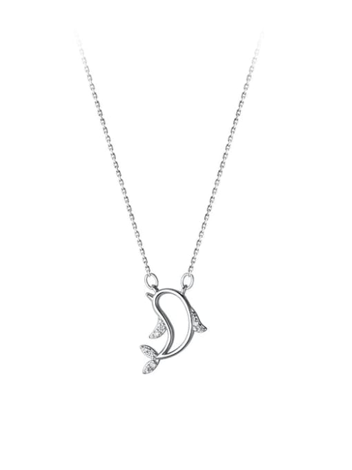 Rosh 925 Sterling Silver Cubic Zirconia Dolphin Minimalist Necklace 3