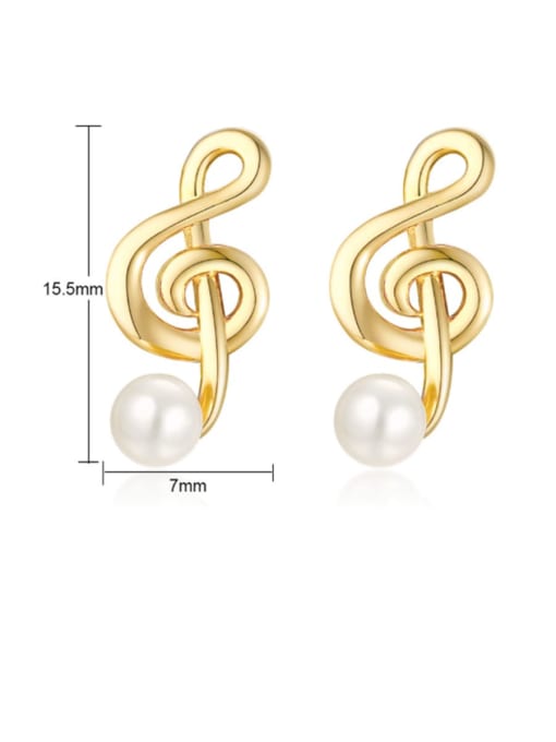 LI MUMU Copper Imitation Pearl White Geometric Minimalist Drop Earring 1