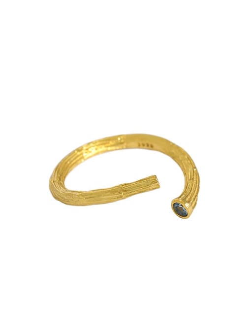 Gold 925 Sterling Silver Rhinestone Irregular Minimalist Band Ring