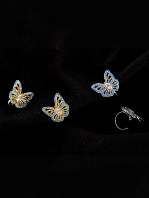 BeiFei Minimalism Silver 925 Sterling Silver Cubic Zirconia Butterfly Minimalist Clip Earring 1