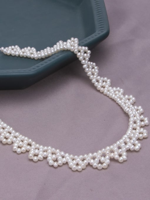 RAIN Brass Freshwater Pearl Flower Vintage Choker Necklace