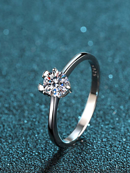 MOISS Sterling Silver Moissanite White Engagement Rings 2