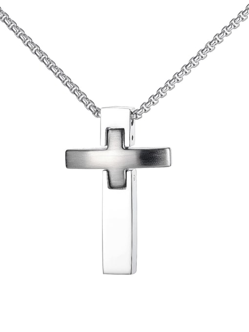 1750 Steel Necklace Titanium Steel Cross Hip Hop Regligious Necklace