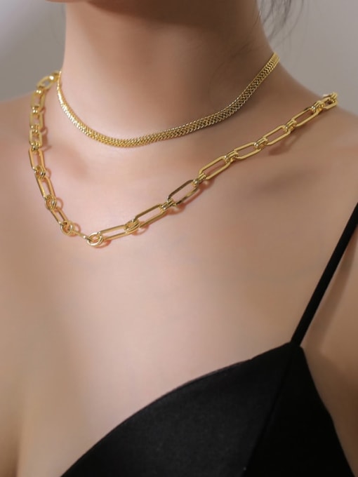 ROSS Brass Hollow chain Hip Hop Geometric  Braclete and Necklace Set 3