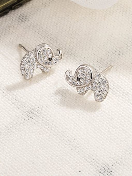 HAHN 925 Sterling Silver Cubic Zirconia Elephant Cute Stud Earring 3