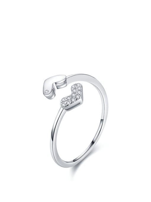 S925 Silver 925 Sterling Silver Cubic Zirconia Heart Minimalist Band Ring