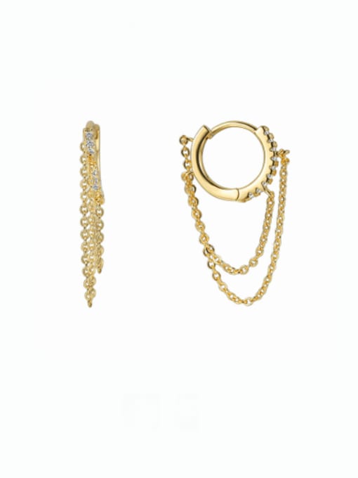 Gold zircon fringe Earrings Brass Geometric Minimalist Threader Earring