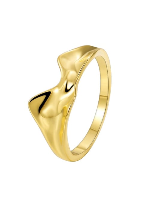 Gold Wave Ring Brass Irregular Minimalist Band Ring