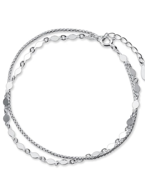 Rosh 925 Sterling Silver  Fashion Simple Round Chain Strand Bracelet 0
