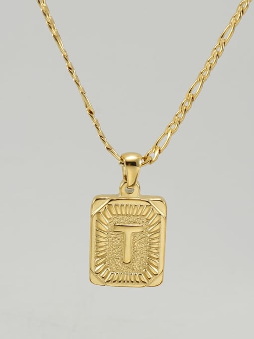 Gold T Titanium Steel Letter Hip Hop coin Necklace with 26 letters