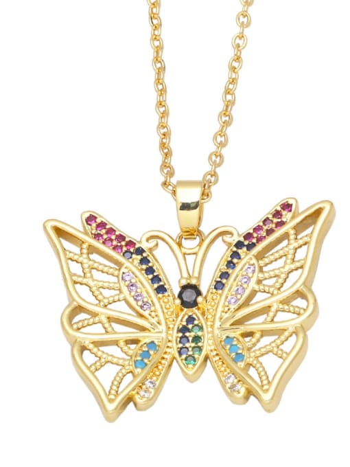 A (color zirconium) Brass Cubic Zirconia Butterfly Vintage Necklace