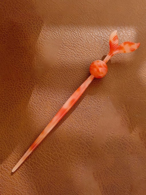 Dazzling Orange 19cm Cellulose Acetate Cute Irregular Hair Stick