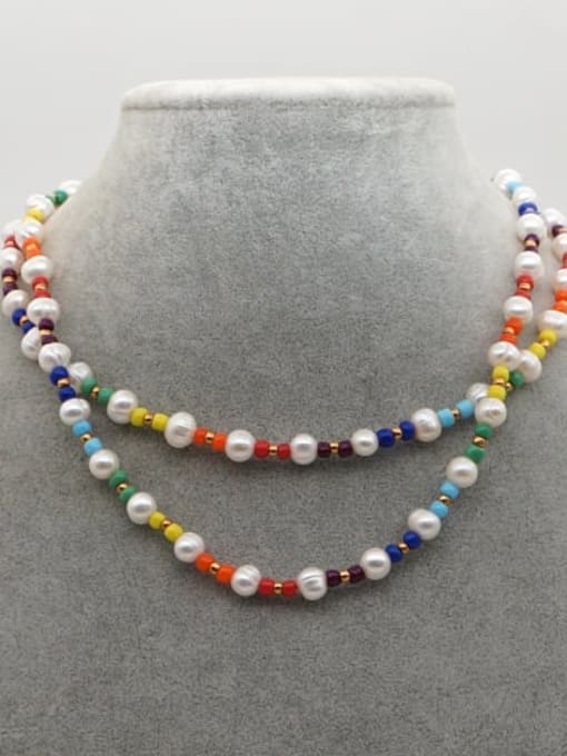 MMBEADS Freshwater Pearl Multi Color Miyuki beads Pure handmade Necklace 1