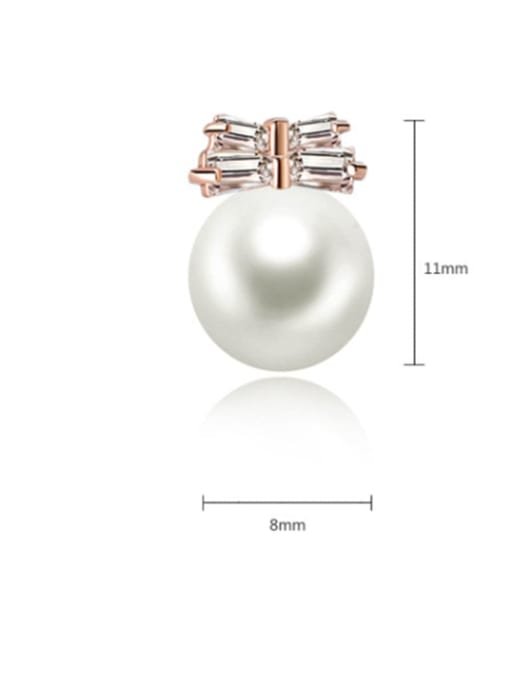 BLING SU Copper Imitation Pearl Round Ball Minimalist Stud Earring 2