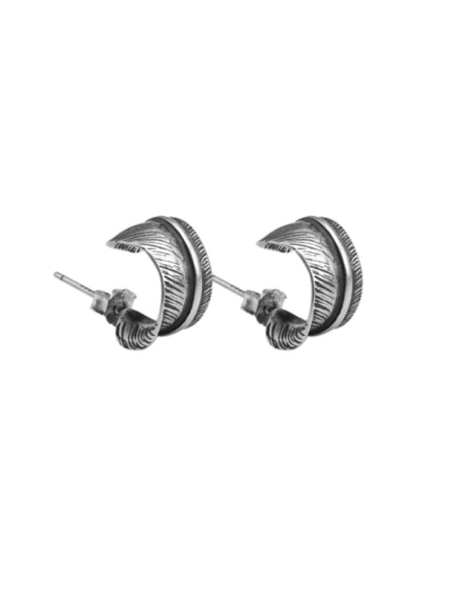 SILVER MI 925 Sterling Silver Irregular Vintage Stud Earring 0