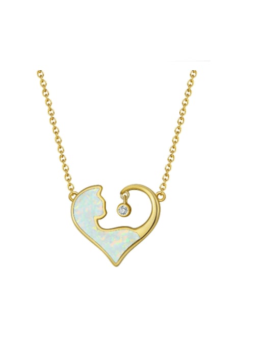 RINNTIN 925 Sterling Silver Opal Heart Minimalist Necklace 0