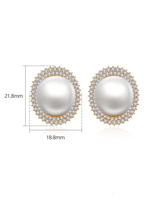 BLING SU Brass Imitation Pearl Geometric Trend Stud Earring 4